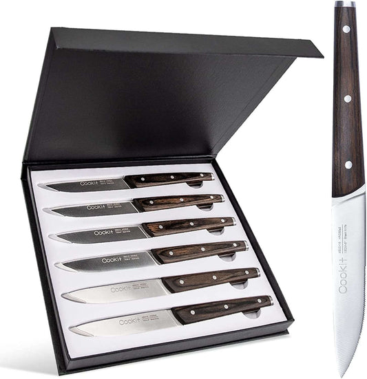 6Pcs Steak Knife Set Serrated Stainless Steel - TableFab